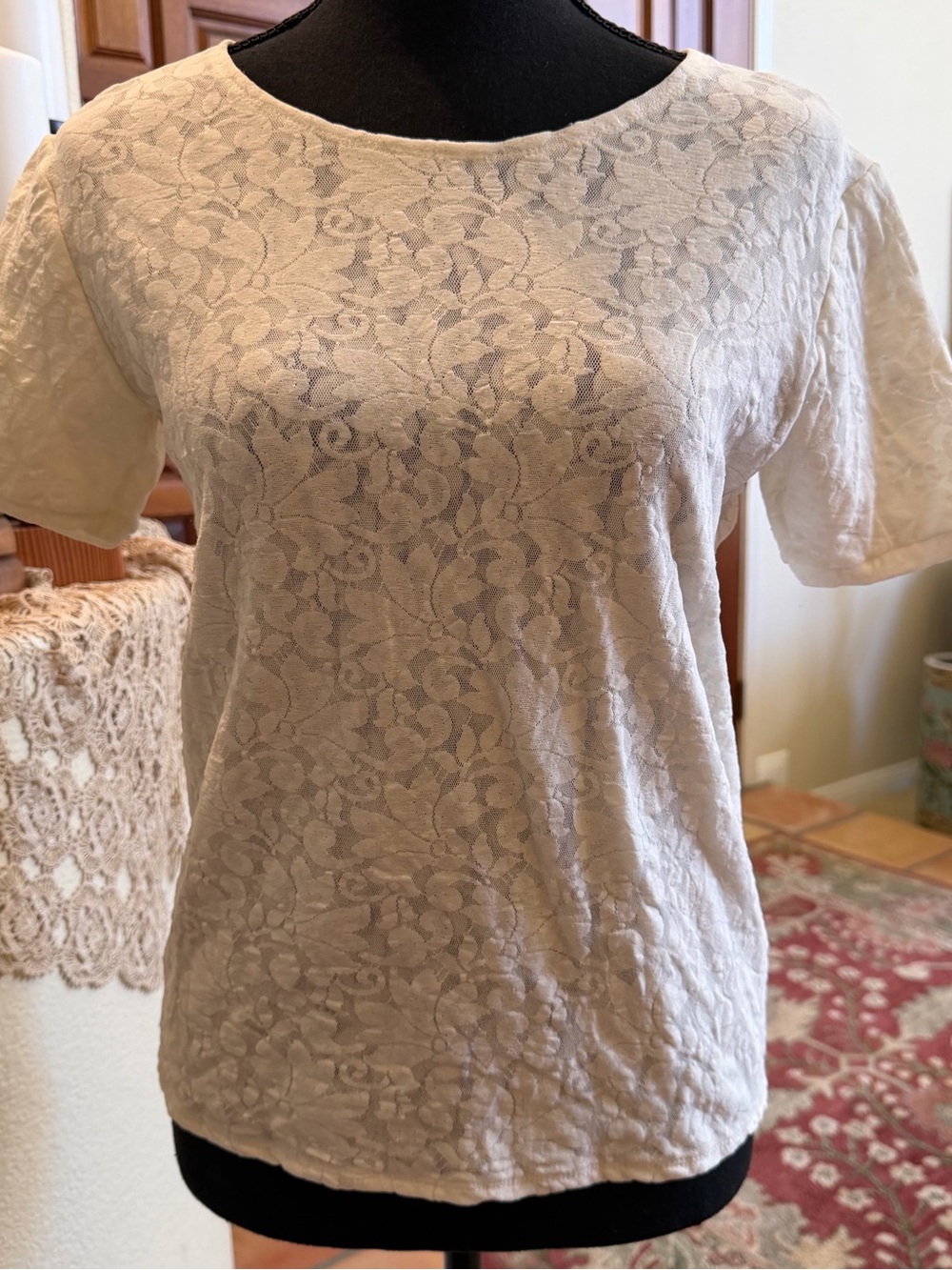 Vintage CW Blouse Womens Medium Clifford & Wills Cream Top Shirt Ladies